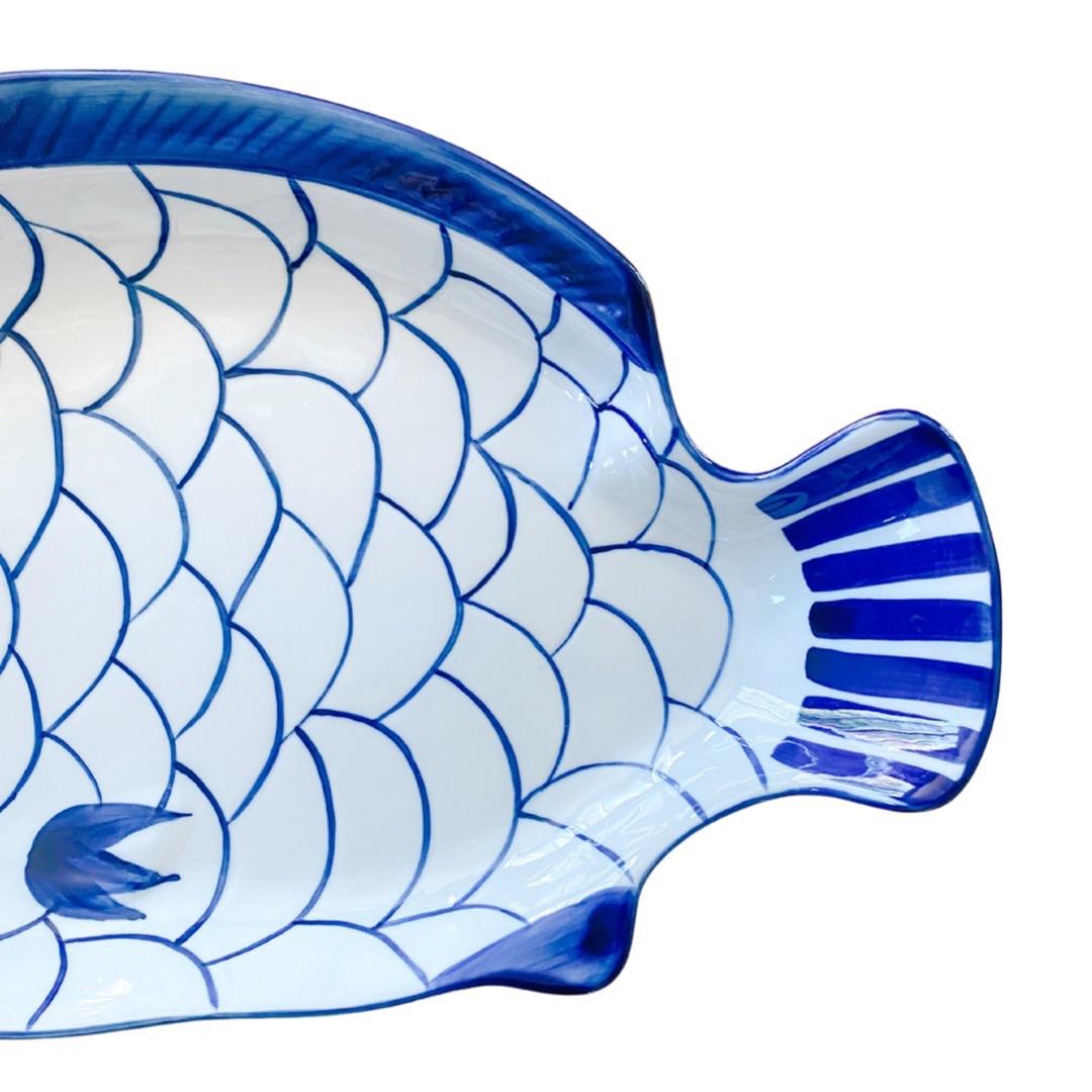 Vintage Dansk Arabesque Blue & White Fish Platter