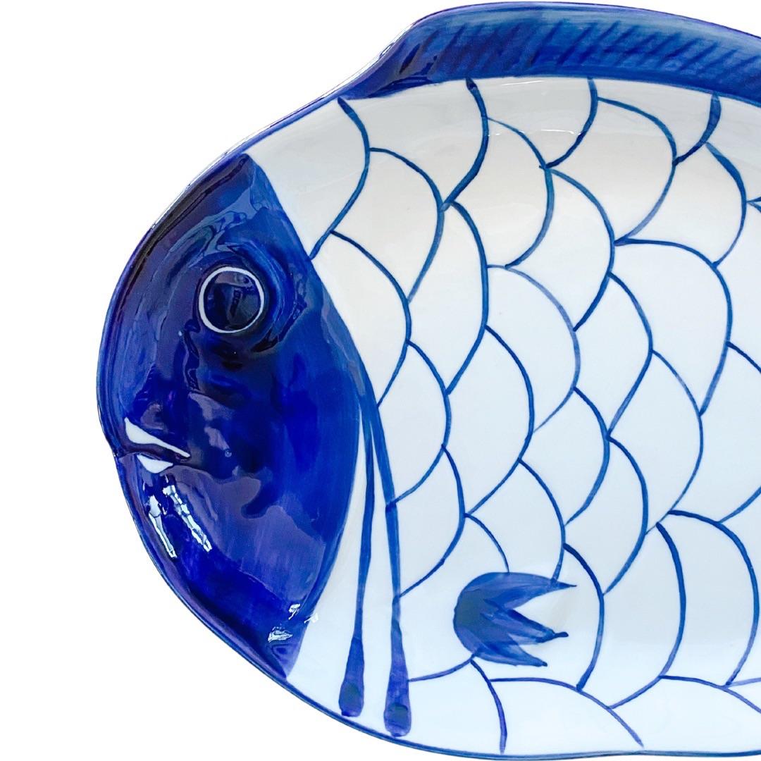 Vintage Dansk Arabesque Blue & White Fish Platter