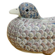 Large Chinese Duck Tureen In Lavender Hues