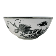 XL Contemporary Black & White Chinese Dragon Decorative Bowl