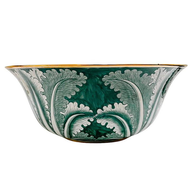 Large Green Glazed Cabbage Leaf Decorative Bowl