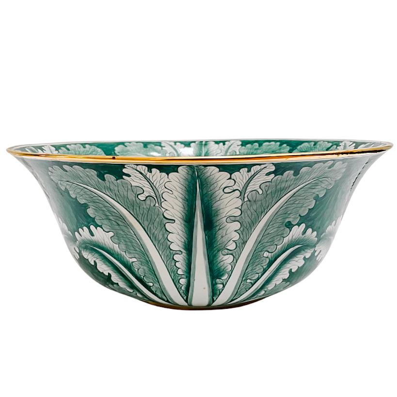 Large Green Glazed Cabbage Leaf Decorative Bowl