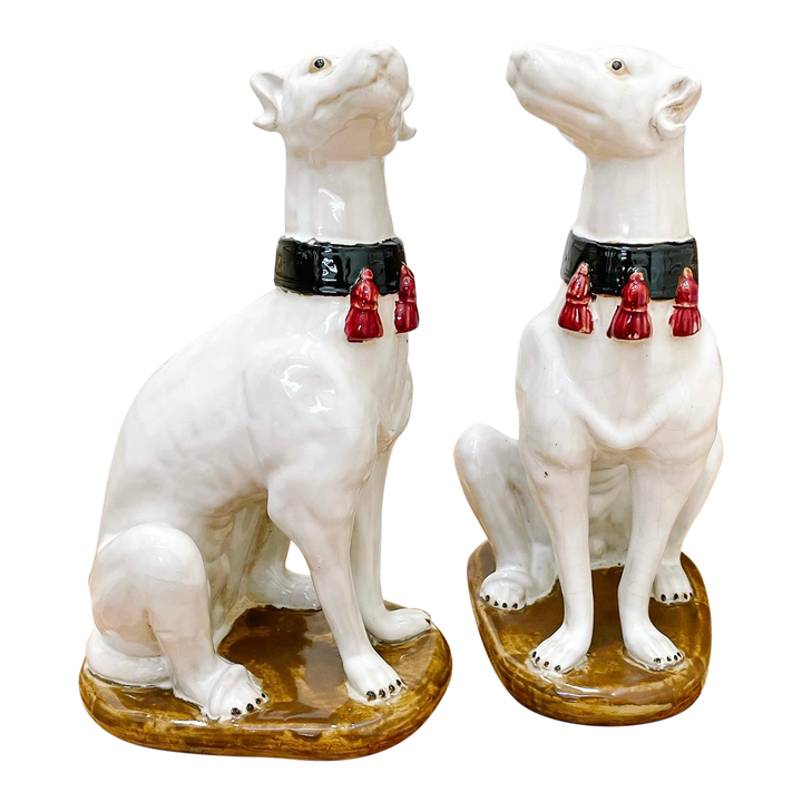 Gorgeous Pair Of Large 14" Hollywood Regency Whippets