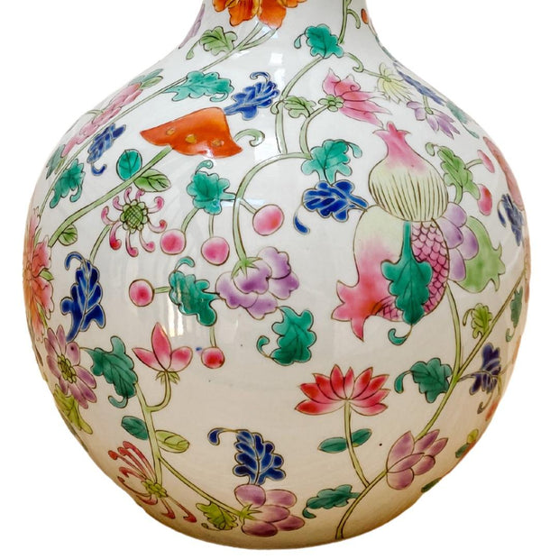 Vintage Chinese Famille Rose Baluster Vase