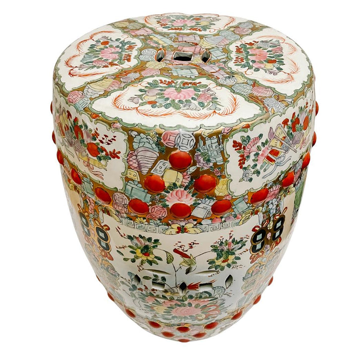 Vintage Chinese Rose Medallion Garden Stool