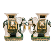 Pair Of Chinese Ceramic Elephant Garden Stool Planter Stands