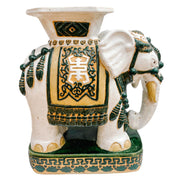 Pair Of Chinese Ceramic Elephant Garden Stool Planter Stands