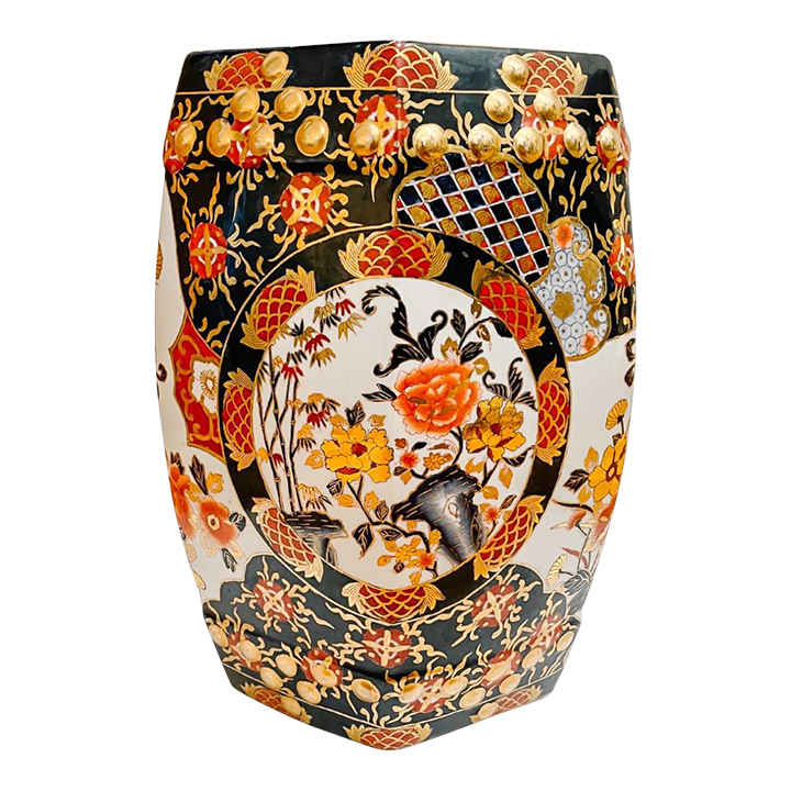 Mid-Century Japanese Imari Hexagonal Porcelain Garden Stool