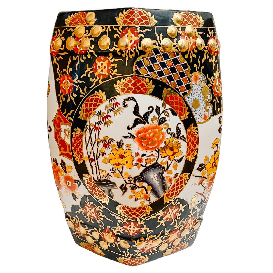 Mid-Century Japanese Imari Hexagonal Porcelain Garden Stool