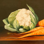 Midcentury Original Still Life of Vegetables Oil on Canvas