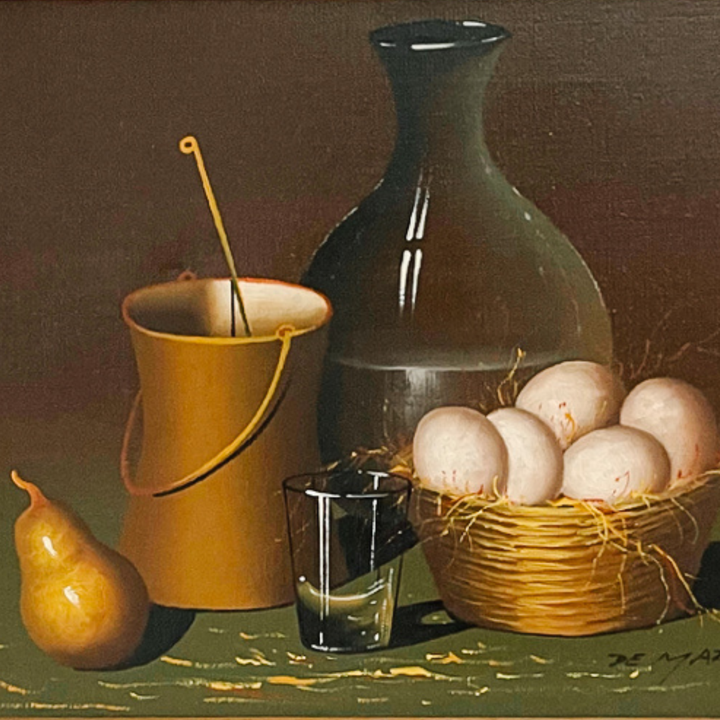 Original French Oil Painting of a Still Life