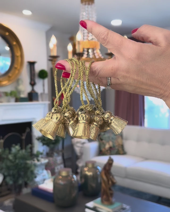 Vintage Brass Rope & Tassels Napkin Rings Set of 6