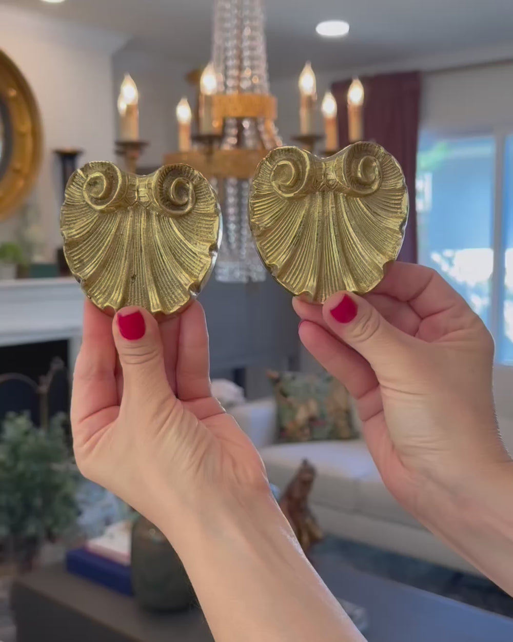 Pair of Petite Vintage Solid Brass Scallop Shell Wall Accents