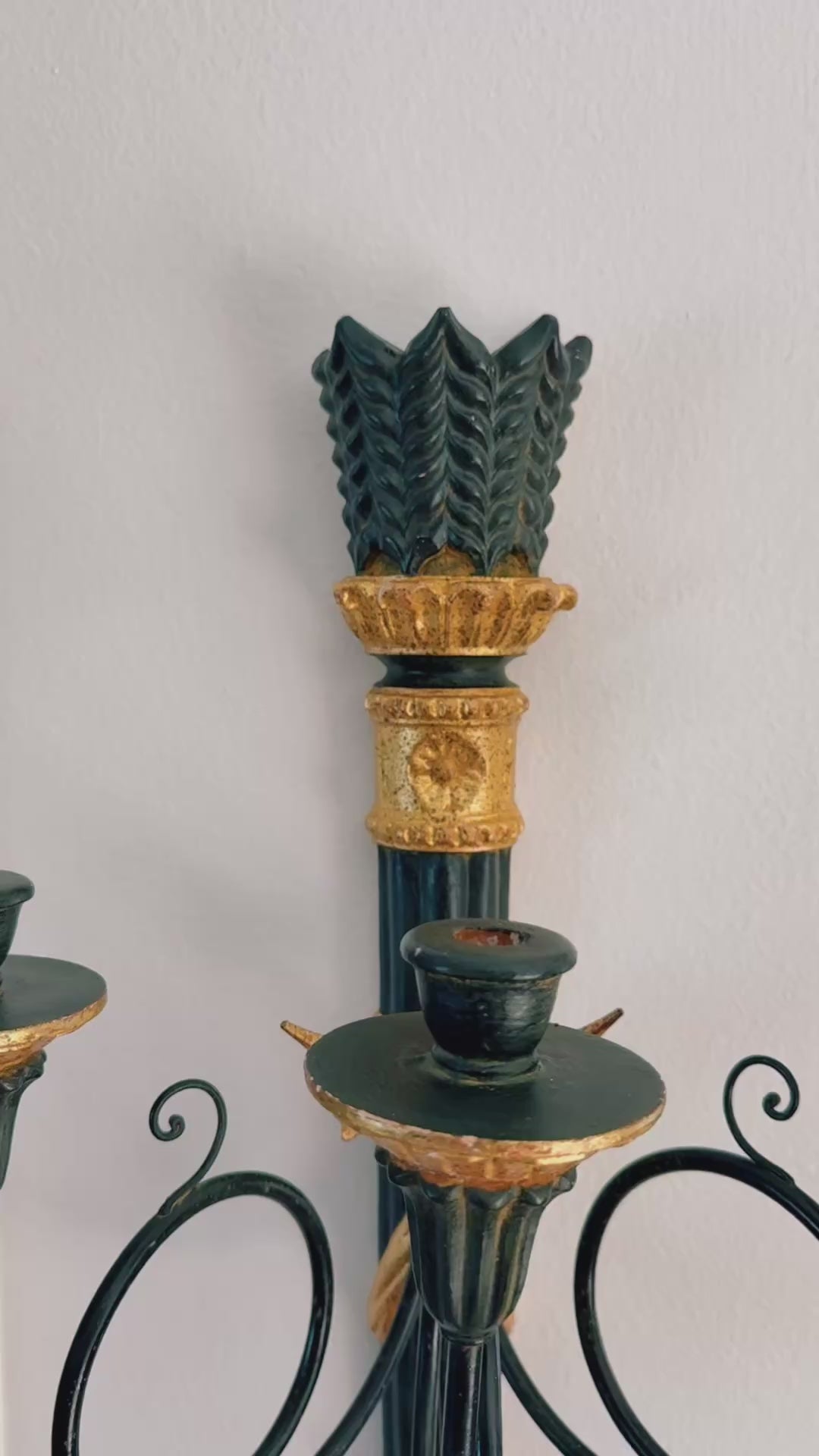 Italian Hollywood Regency Torch & Arrow 3-Arm Giltwood Wall Sconce