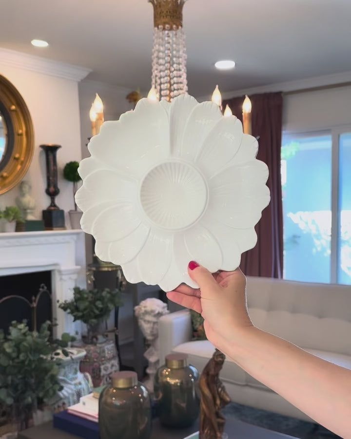 Vintage Italian White Ceramic Artichoke Flower Sectional Serving Platter