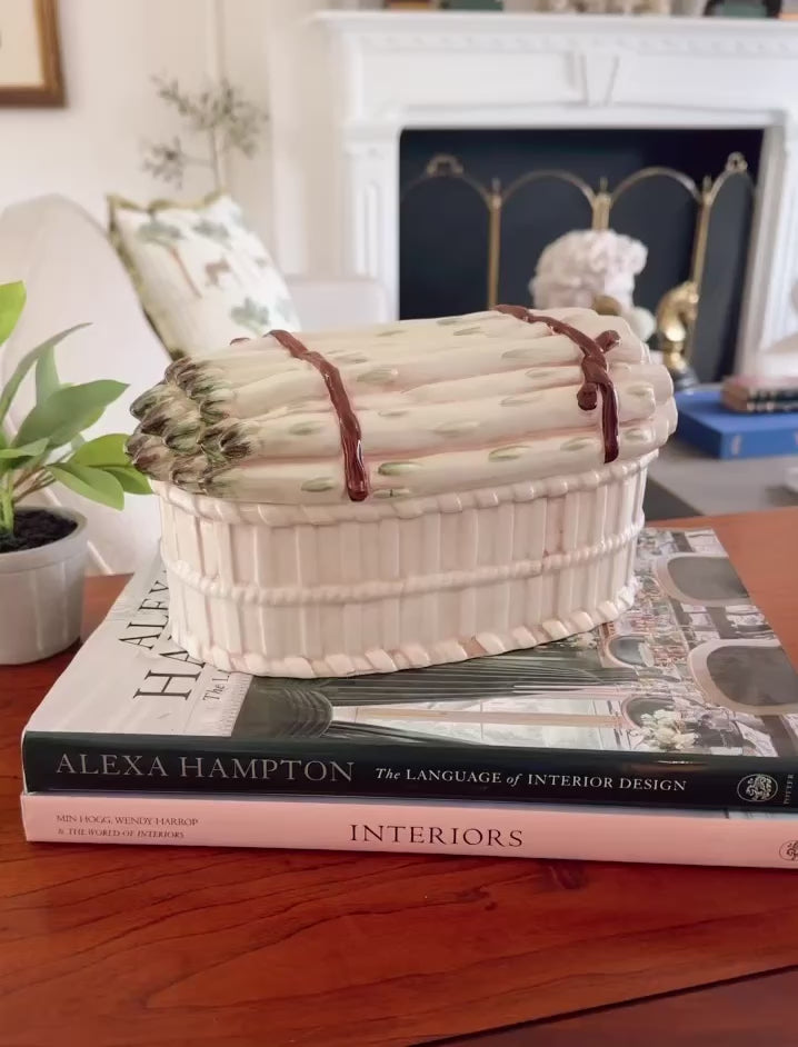 Vintage Italian Majolica Asparagus Form Lidded Tureen