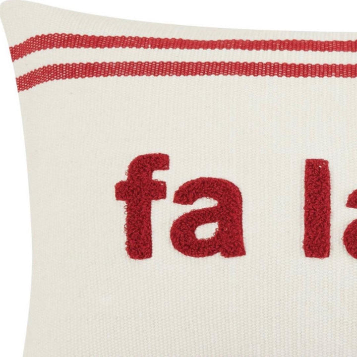 Red Stripe Boucle Embroidered Christmas Pillow