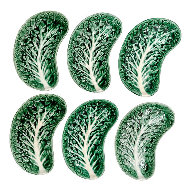 Secla Earthenware Green Cabbage Crescent Plates