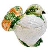 Italian Vietri Hand-Painted 3-Piece Lettuce Bird Tureen