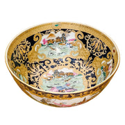 Vintage Chinese Export Hunting Scene Centerpiece Bowl