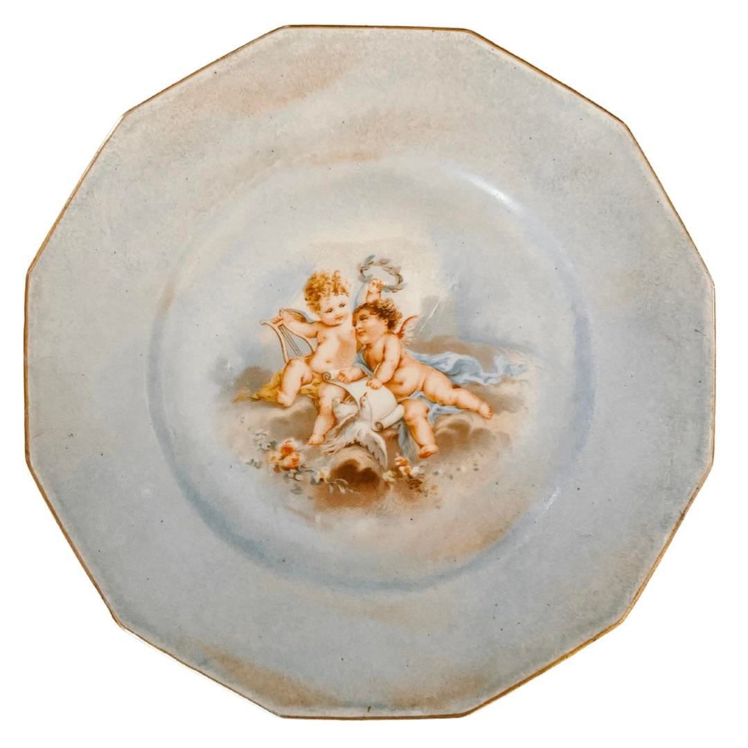 Mid-Century French Limoges Cherubs Decorative Plate