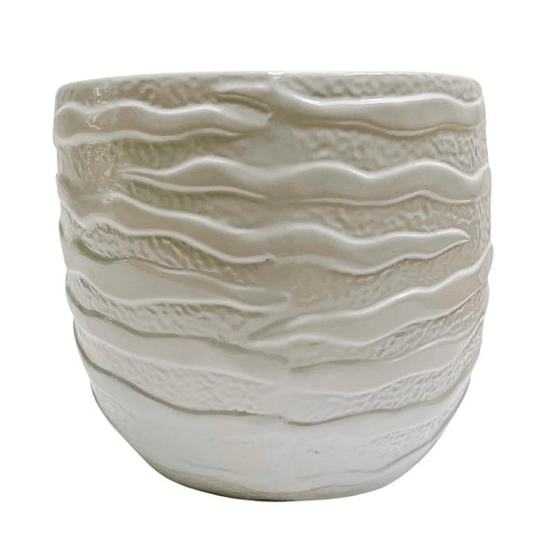 Contemporary White Ceramic Nautilus Shell Planter – House of Andaloo