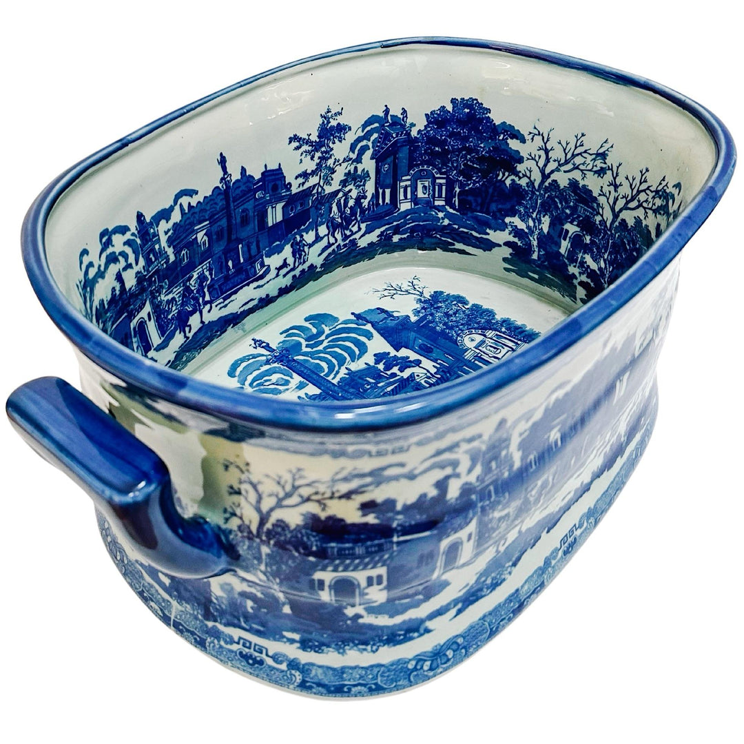 Chinoiserie Blue Ironstone Foot Bath Planter