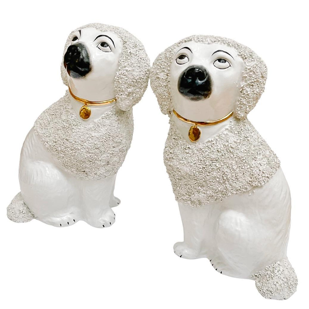 Vintage Staffordshire Confetti Poodle Figurines