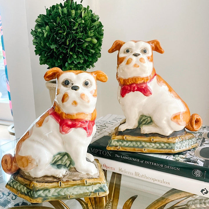 Pair Of Staffordshire Style Mantle Pug Dog Figurines