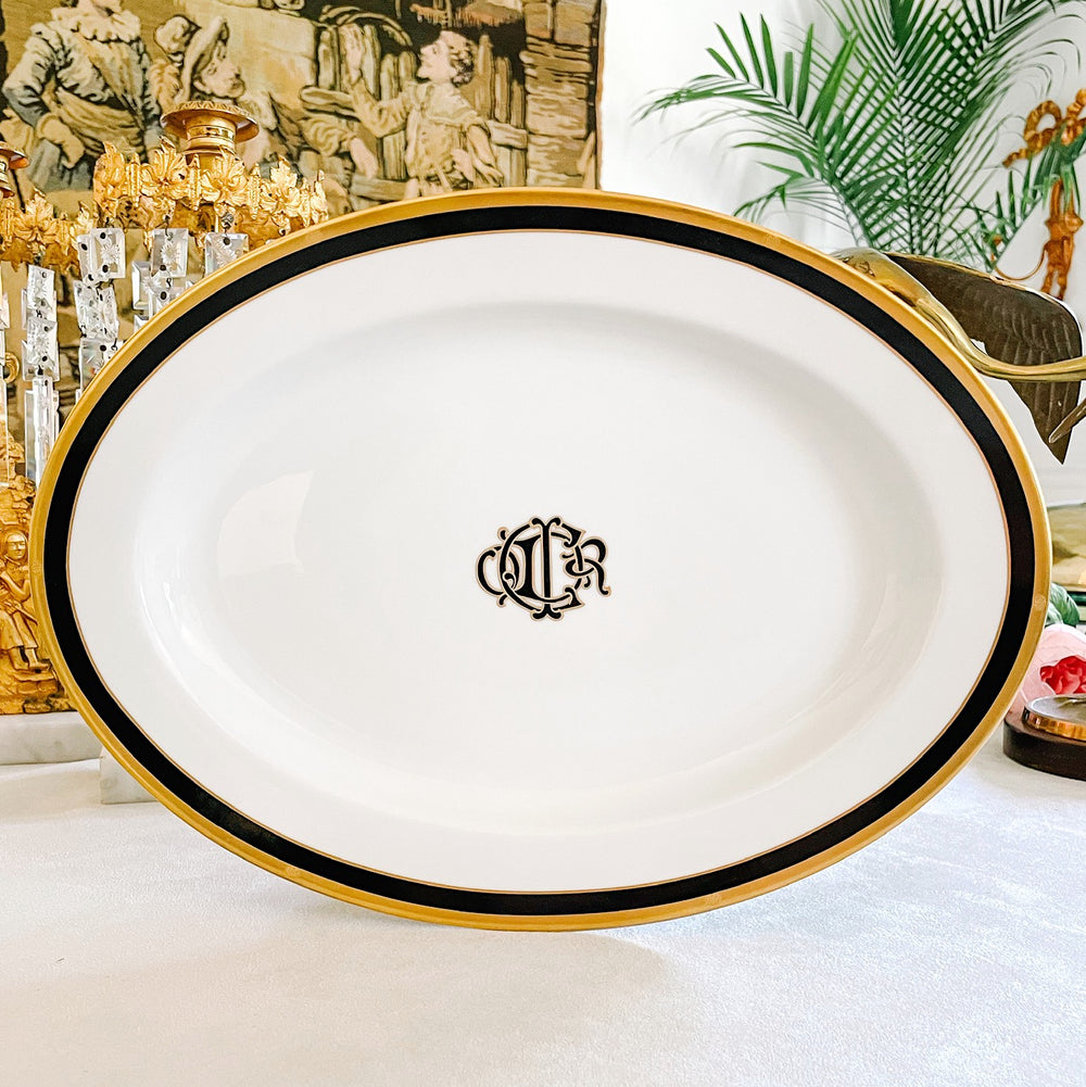 Vintage 1990 Christian Dior Black Monogram Oval Platter