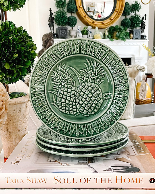 Bordallo Pinheiro 8.5 Pineapple Majolica Salad Plates
