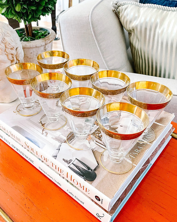1940s Gold Encrusted Small Footed Tumblers