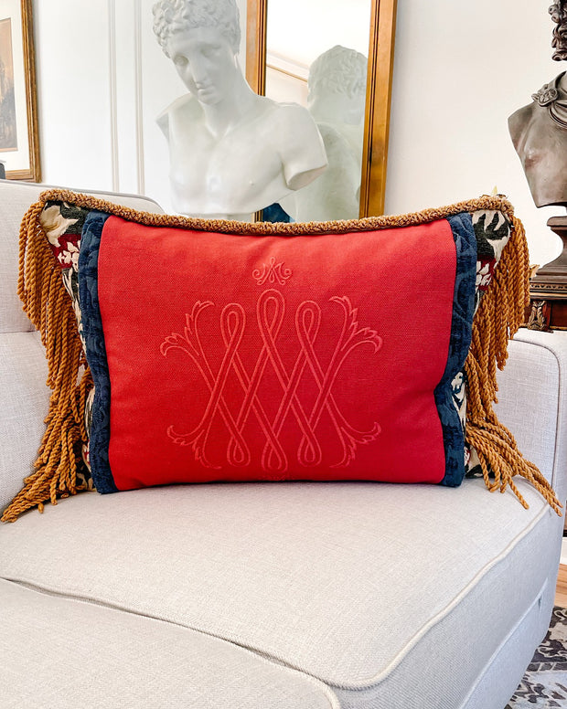 XL Vintage Rectangular Fringe Throw Pillow