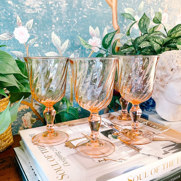 6 Vintage Crystal Wine Glasses ~ Water Goblets, Lenox, Laurel Wine