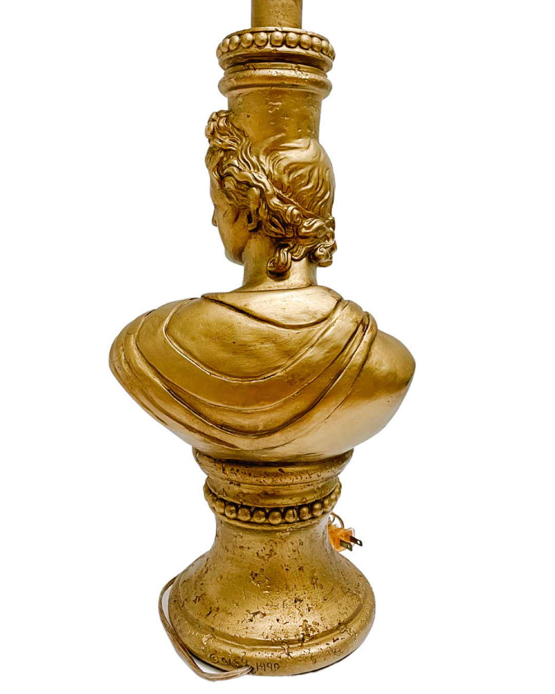 Neoclassical Gold Plaster Apollo Bust Table Lamp