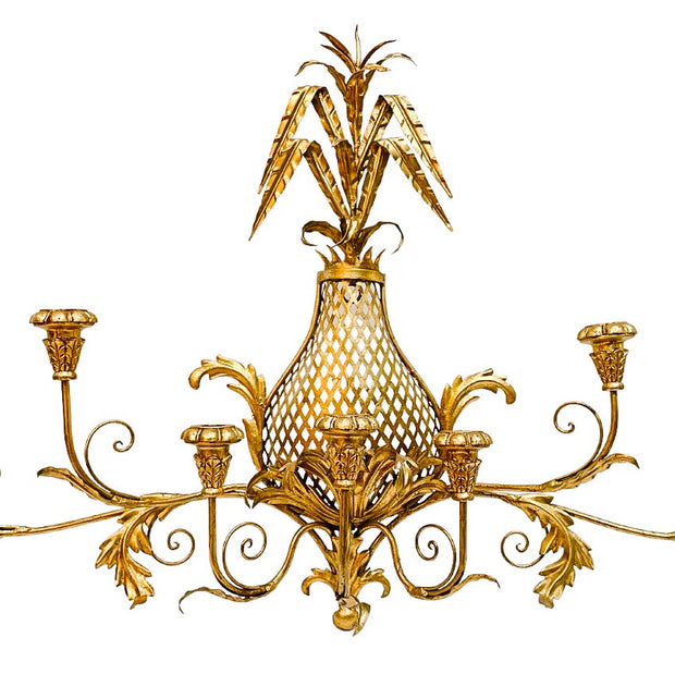 Vintage Italian Tole 7 Candle Pineapple Wall Sconce