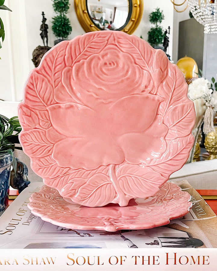 Bordallo Pinheiro Pink Rose Luncheon Plates