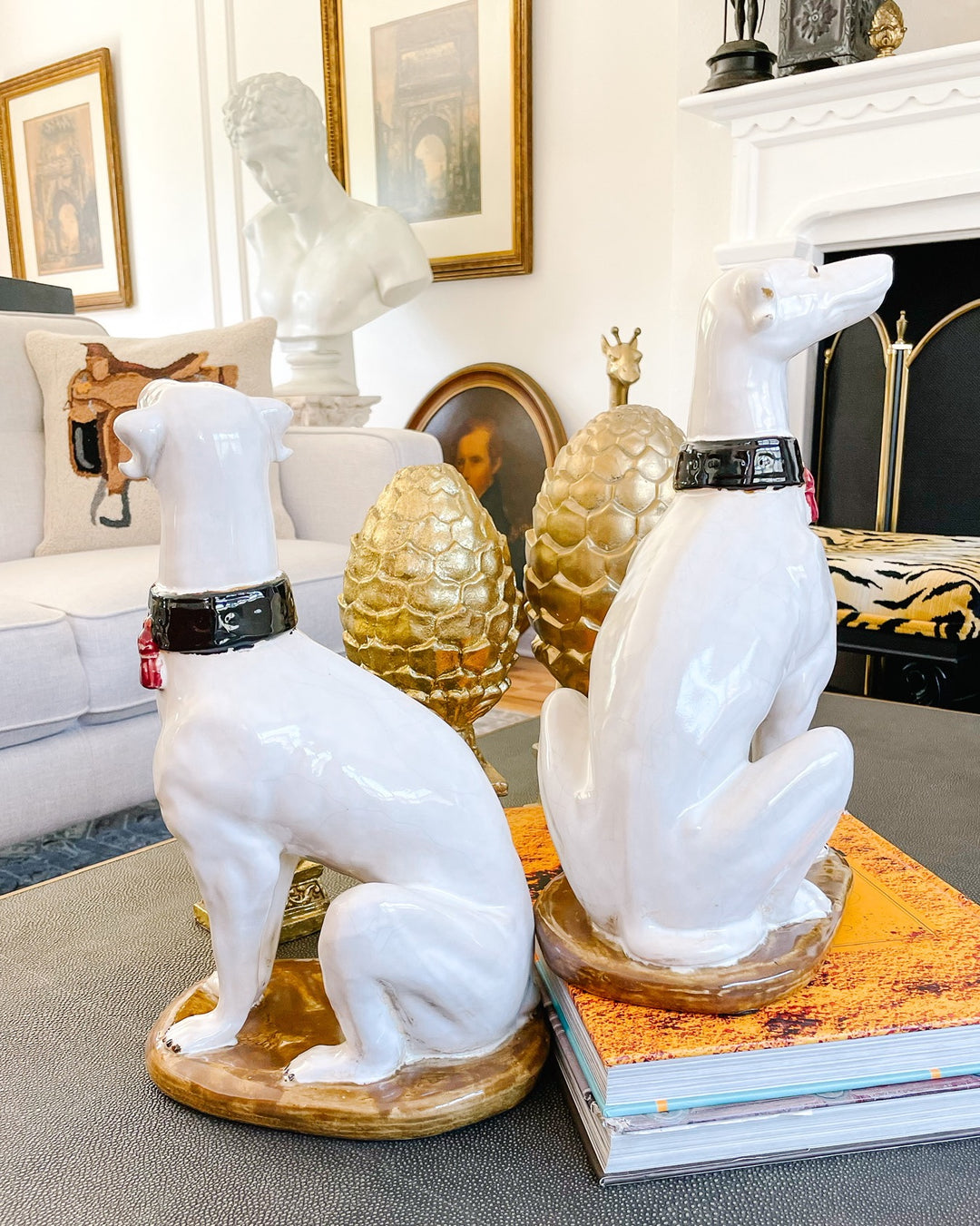 Gorgeous Pair Of Large 14" Hollywood Regency Whippets