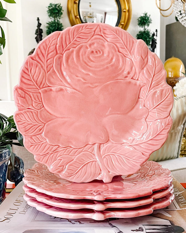 Bordallo Pinheiro Pink Rose Luncheon Plates