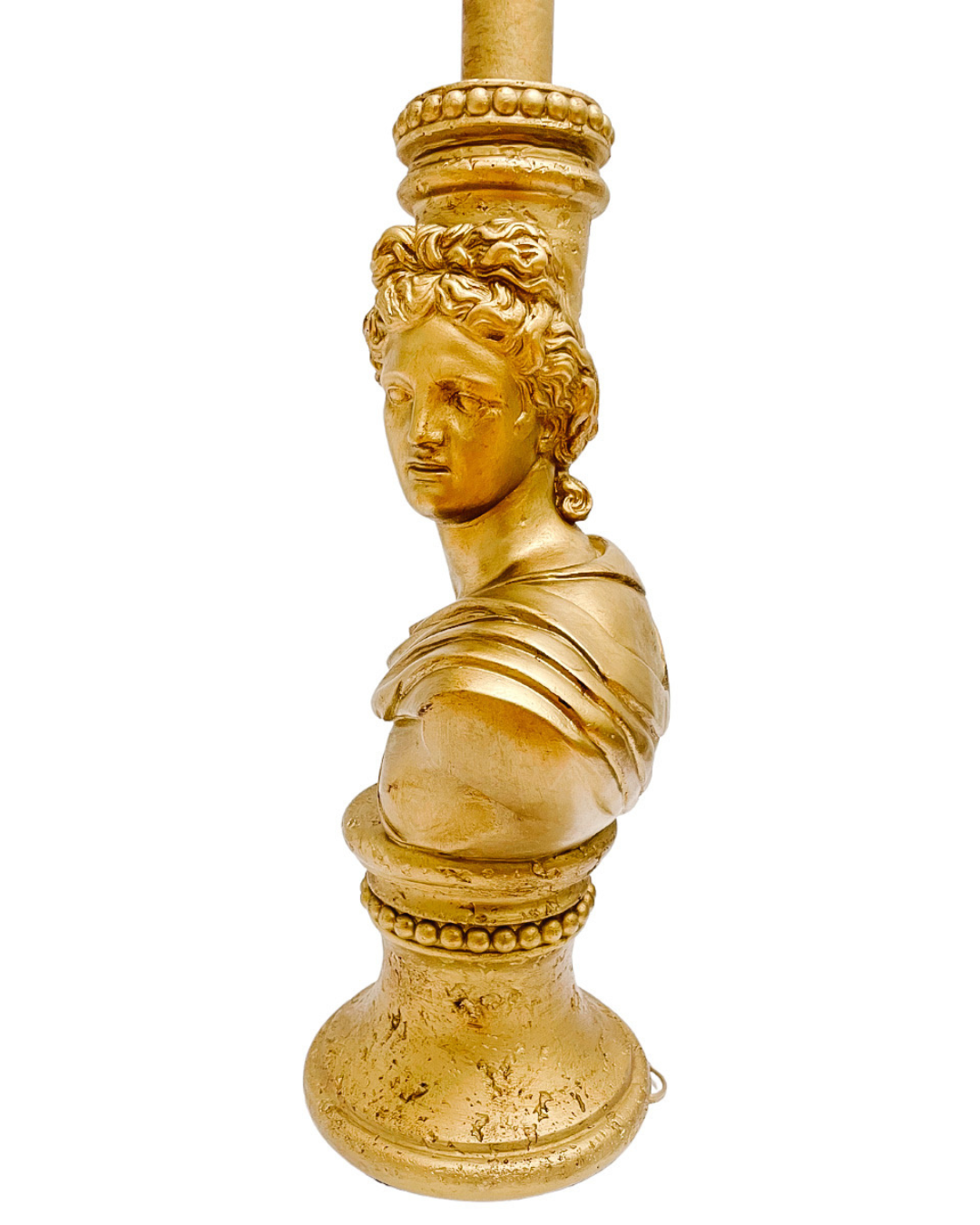 Neoclassical Gold Plaster Apollo Bust Table Lamp