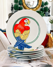 1970s Fitz & Floyd Tropical Parrot Salad Plates