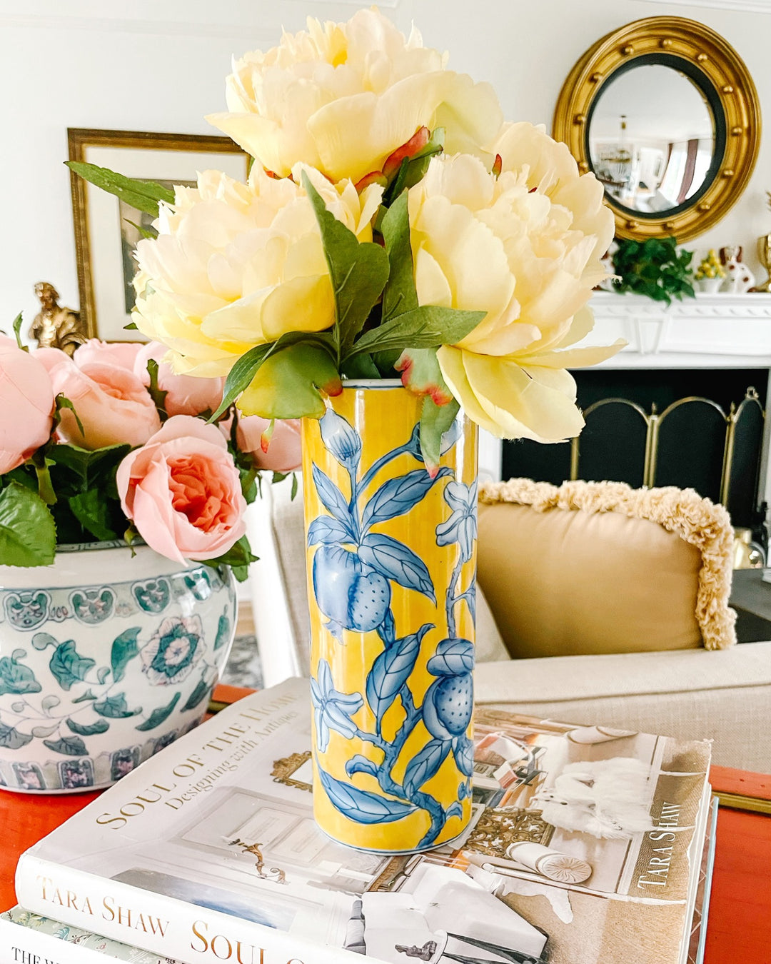 Petite Blue & Yellow Chinoiserie Flower Vase