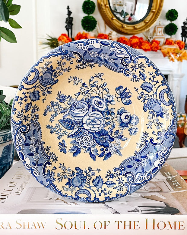 Spode Blue & Yellow Soup Bowls, Set Of 12