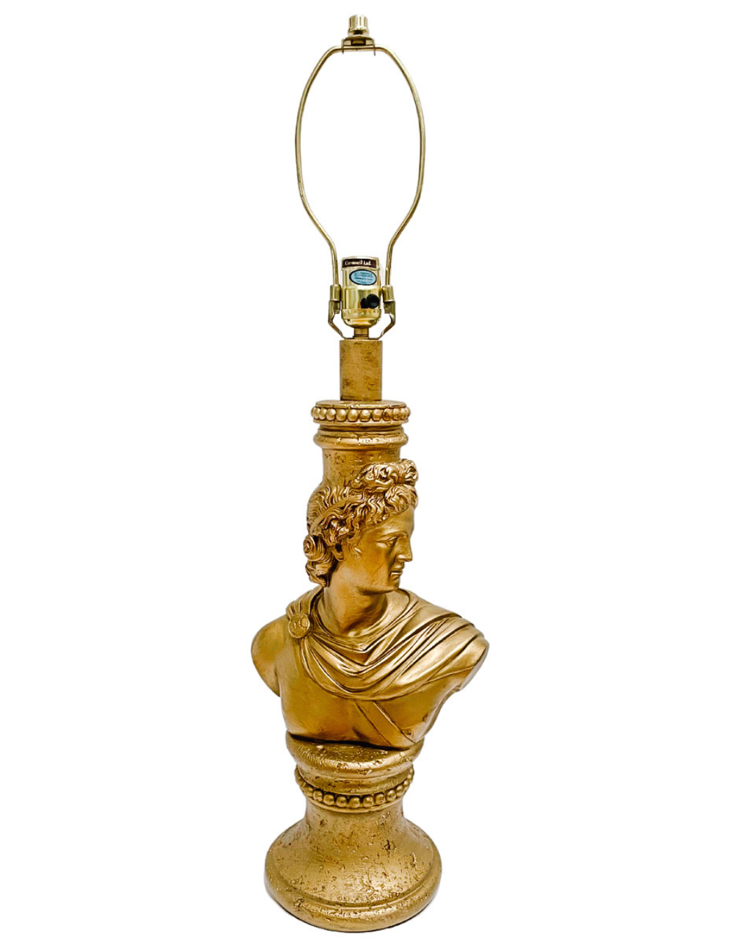 Neoclassical Gold Plaster Apollo Bust Table Lamp