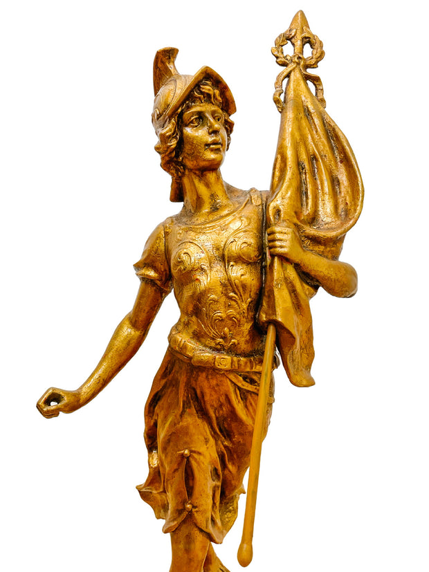 Large 30" Joan of Arc Gilded Metal Statue