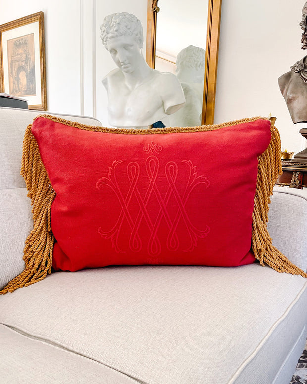 XL Vintage Rectangular Fringe Throw Pillow