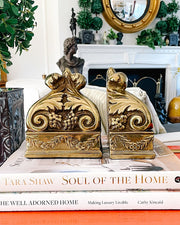 Pair Of Solid Brass Acanthus & Pineapple Bookends