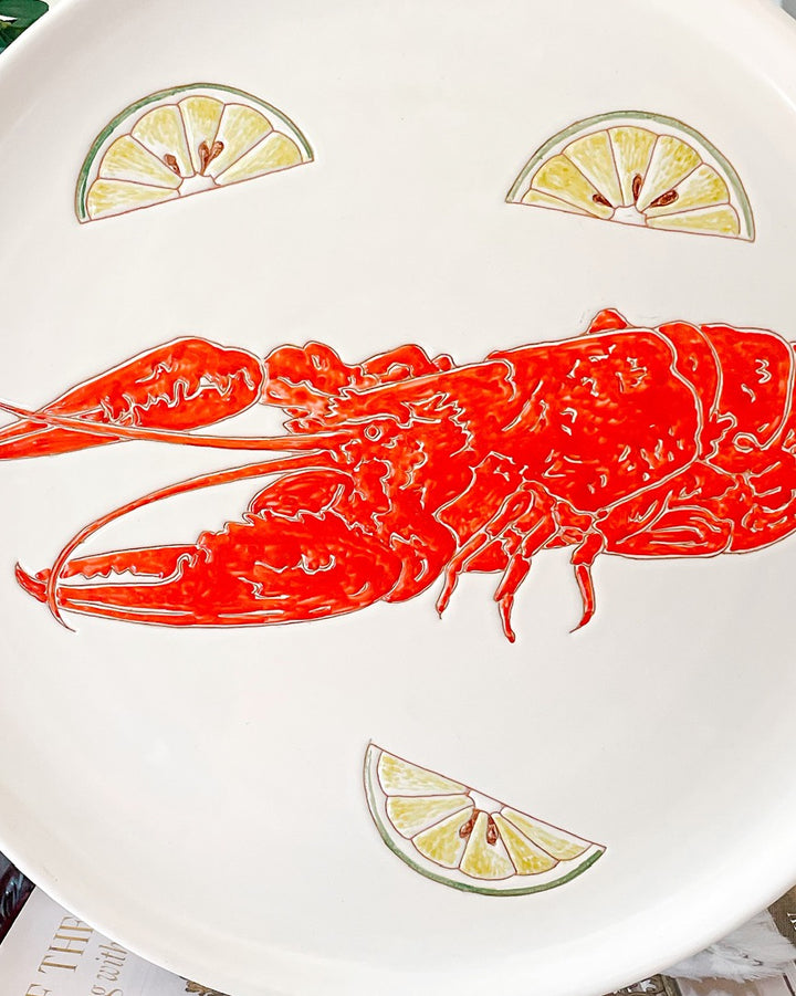 Vintage Italian Ceramic Lobster & Lemon Platter