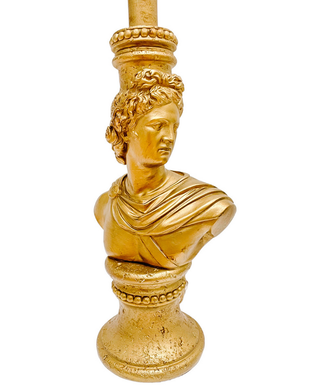 Neoclassical Gold Plaster Apollo Bust Table Lamp