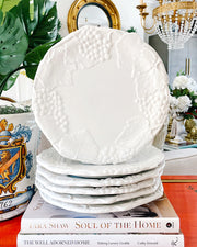 Embossed Grapevine Italian Whiteware Dinner Plates
